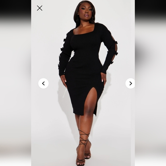 Fashion Nova Dresses & Skirts - Fashion Nova Black Cute As A Bow Ribbed Midi Dress 1X
